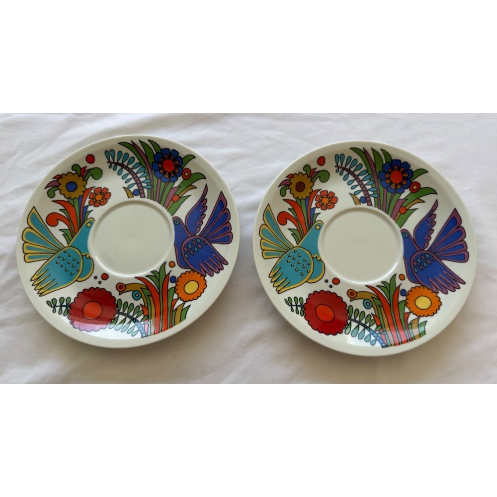 Villeroy & Boch 7.25" Acapulco Saucer Blue Stamp MCM Luxembourg Porcelain